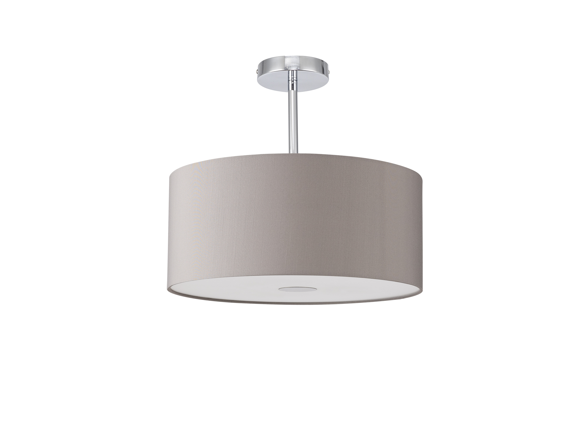 Baymont 40cm Semi Flush 1 Light Polished Chrome, Grey, Frosted Diffuser DK0102  Deco Baymont